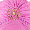 Lilac Dotted Turban with Flower Pearl Metal Broach
