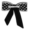 Embellished Velvet Hair Bow Barrette Clip - Black