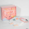 HDC 5 pieces Hair Accessories Gift Set with 1 Crystal Beaded Hair Band, 2 Bow Hair Ties & 2 Mini Clamps - Pink