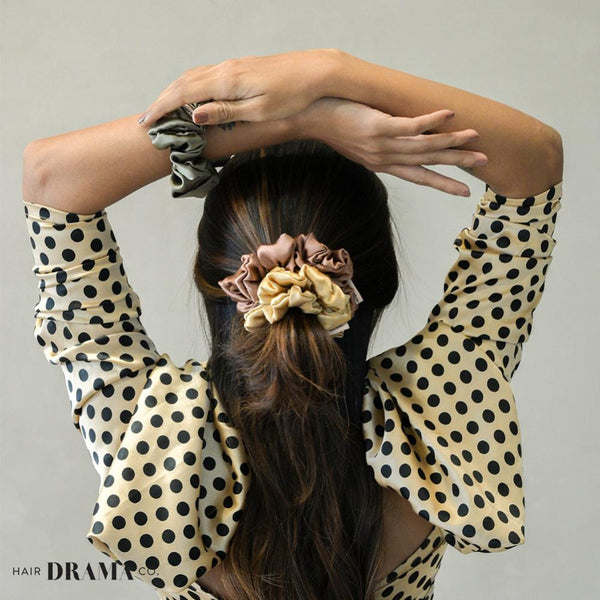 Shades of Brown Satin Scrunchies - Set of 3