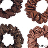 Luxury Scrunchies Set of 4 with Free Pouch - Brown Crystal Gift Set