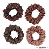 Luxury Scrunchies Set of 4 with Free Pouch - Brown Crystal Gift Set