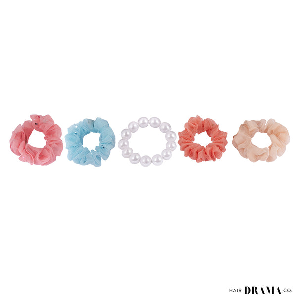 Luxury Scrunchies Set of 5 with free pouch - Unicorn Gift Set