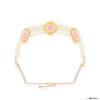 Gold Plated Hair Band with White Polki, Pearls and Enamel in Pink