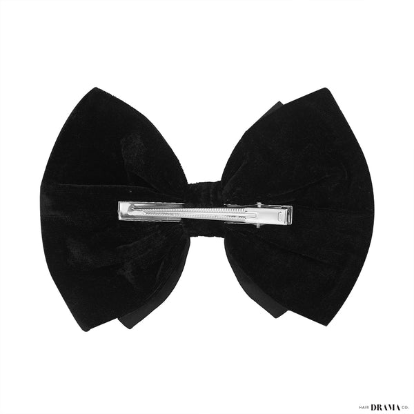 Embellished Velvet Hair Bow Alligator Clip - Black