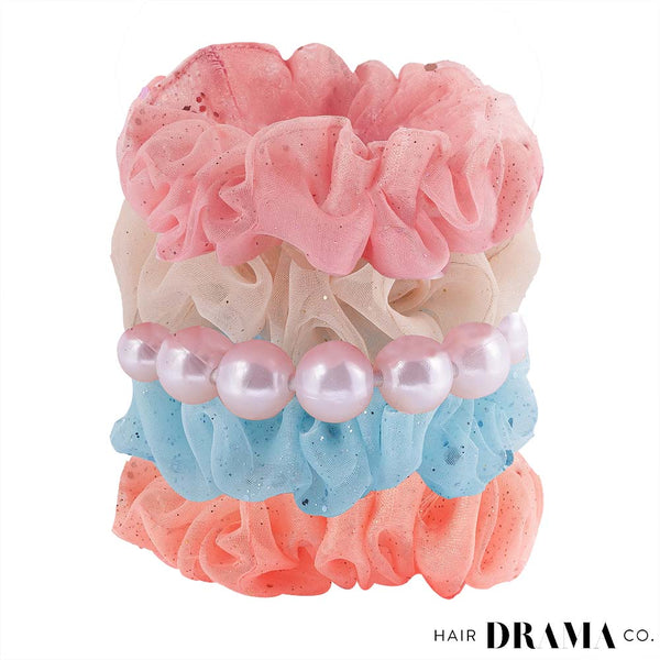 Luxury Scrunchies Set of 5 with free pouch - Unicorn Gift Set