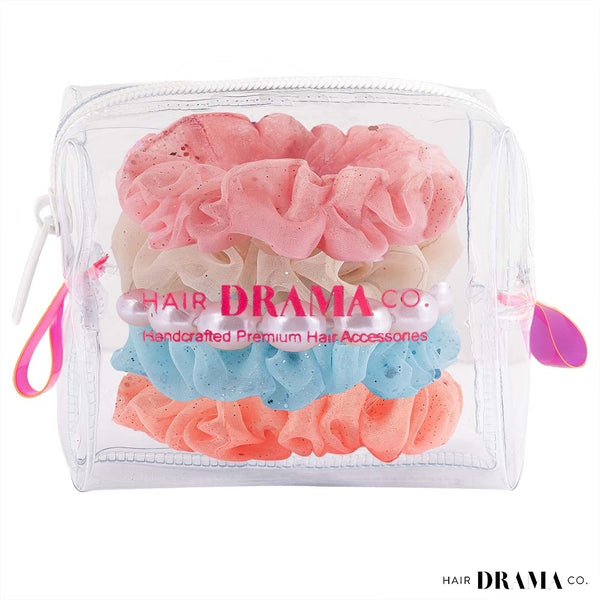 Luxury Scrunchies Set of 5 with free pouch - Unicorn Gift Set