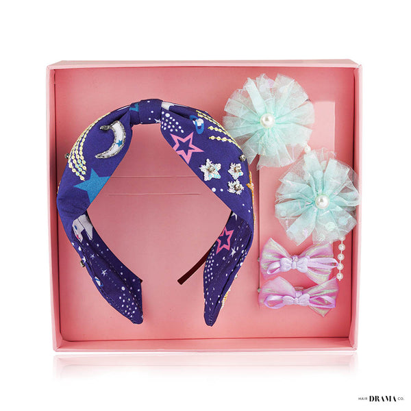 Blue Unicorn Gift Box with 1 Hair Band, 2 Hair Pins & 2 Hair Ties