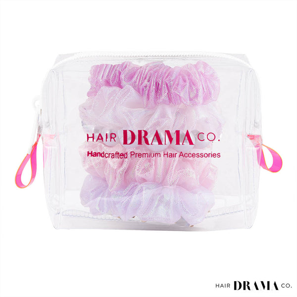 Luxury Scrunchies Set of 5 with Free Pouch - Holographic Gift Set
