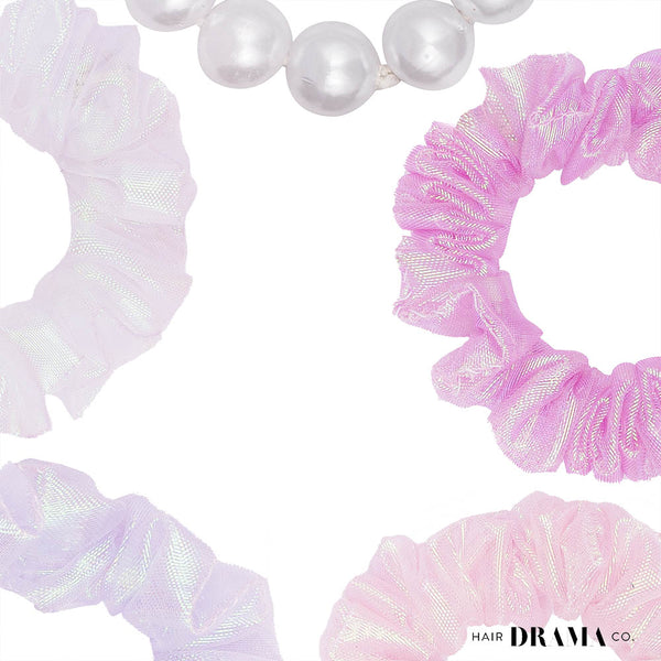 Luxury Scrunchies Set of 5 with Free Pouch - Holographic Gift Set