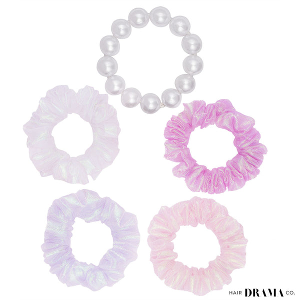 Luxury Scrunchies Set of 5 with Free Pouch - Holographic Gift Set