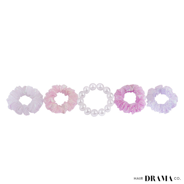 Luxury Scrunchies Set of 5 with Free Pouch - Holographic Gift Set