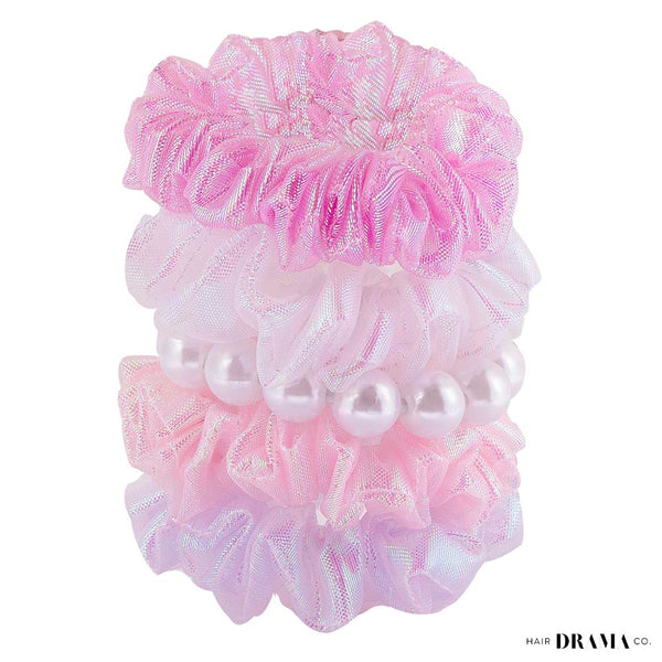 Luxury Scrunchies Set of 5 with Free Pouch - Holographic Gift Set