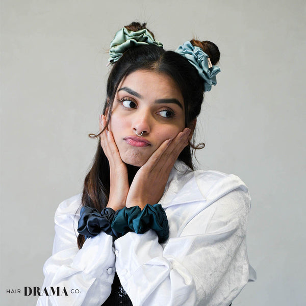 Oriental Satin Scrunchies - Set of 4