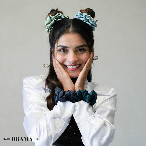 Oriental Satin Scrunchies - Set of 4