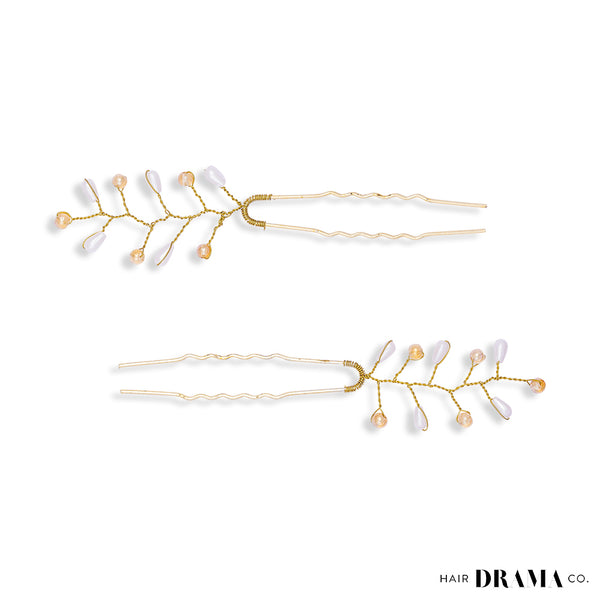 Set of 6 Embellished Pearls U Pins