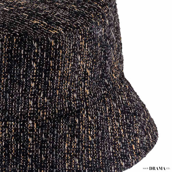 Black and Gold Tweed Bucket Hat