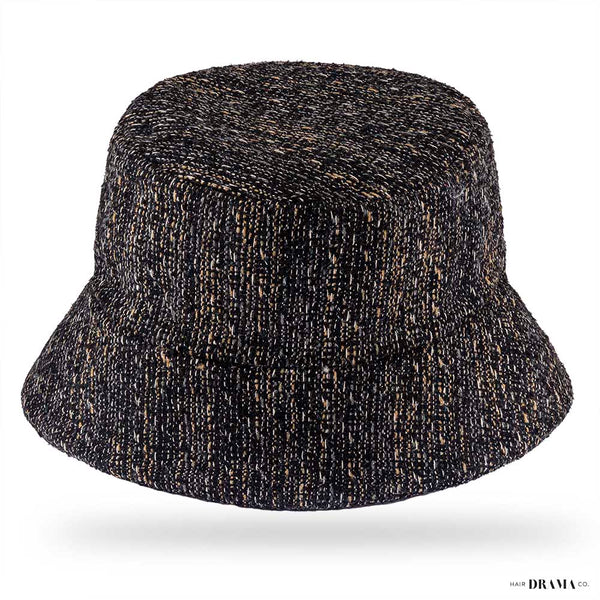 Black and Gold Tweed Bucket Hat