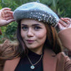 Grey Beret with Pearls & Crystals