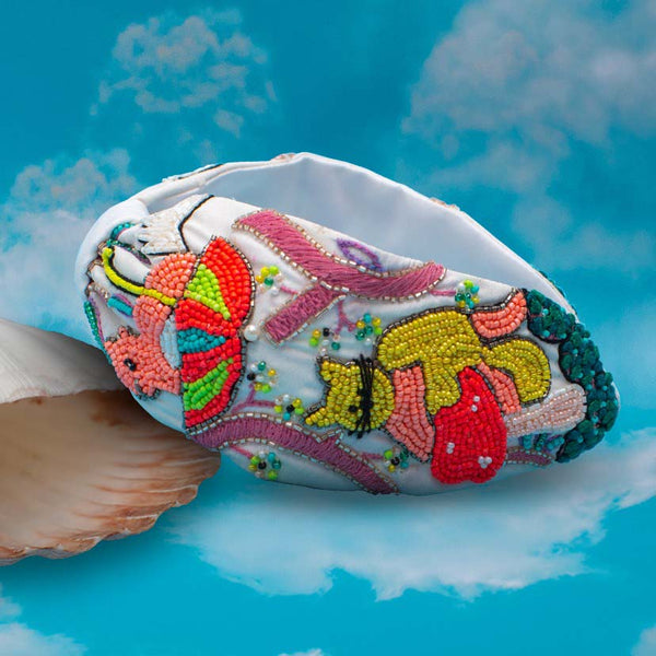 Nutty Love Knotted Headband-White & Yellow