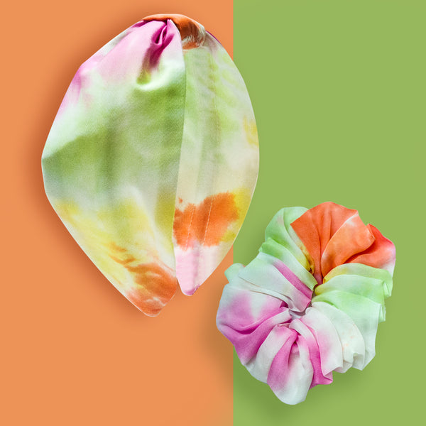 Tie-Dye Headband & Scrunchie Set -Orange