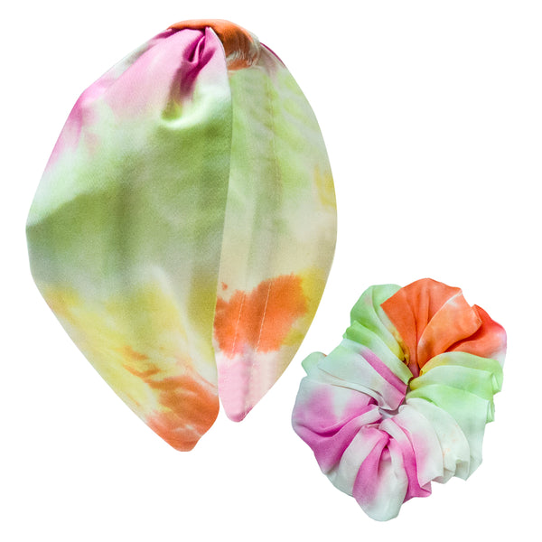 Tie-Dye Headband & Scrunchie Set -Orange