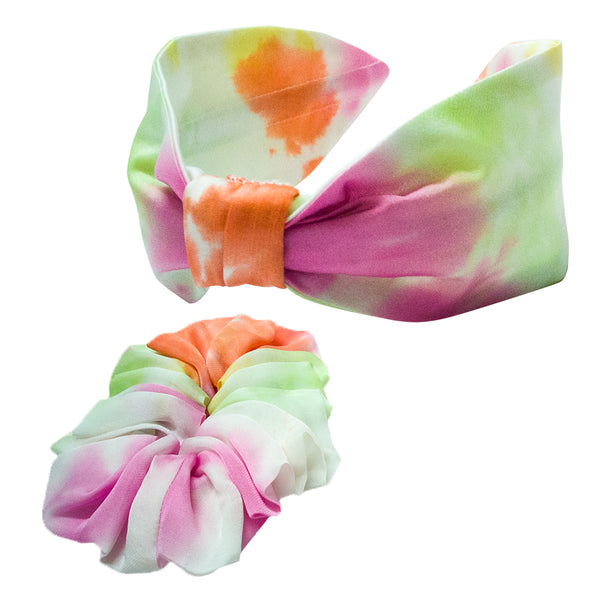 Tie-Dye Headband & Scrunchie Set -Orange
