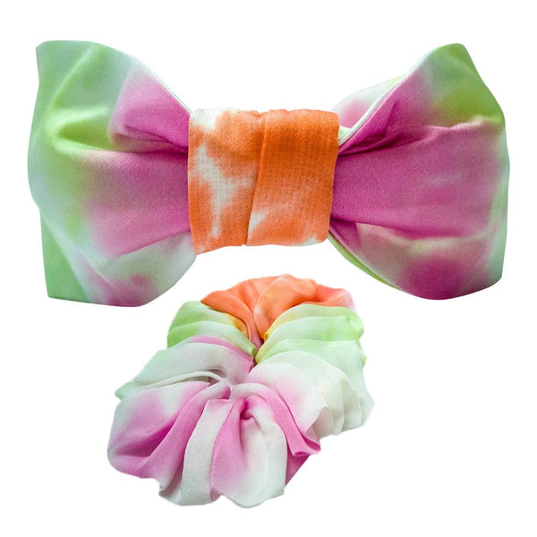 Tie-Dye Headband & Scrunchie Set -Orange