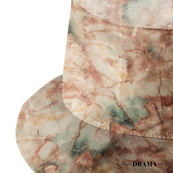 Kids Marbled Satin Bucket Hat - Gingerbread Brown