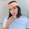 Silk Satin Braided Stretch Headband - Peach & Orange