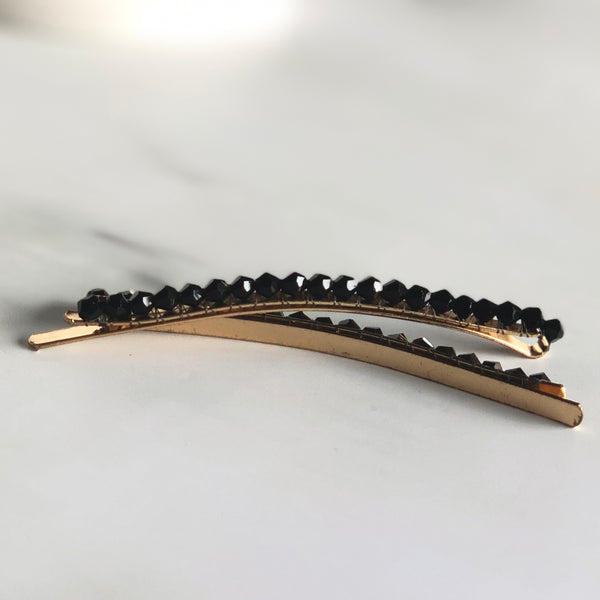 Black Crystal Pin- Set of 2