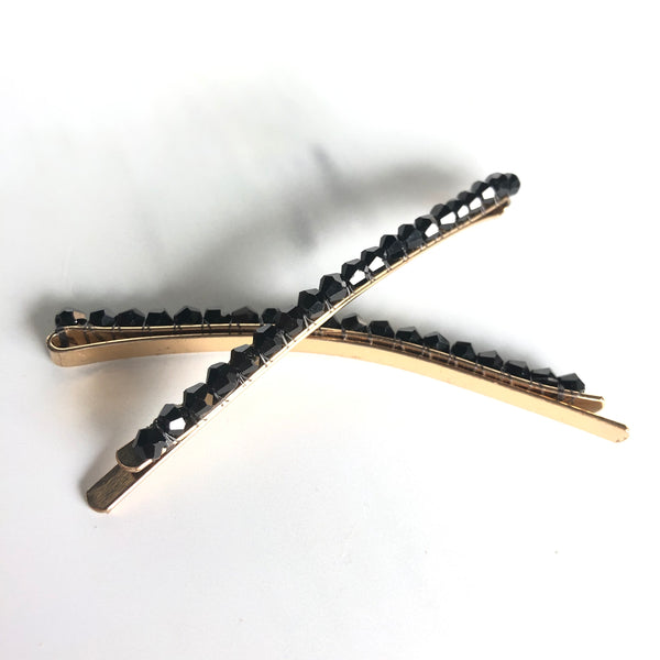 Black Crystal Pin- Set of 2
