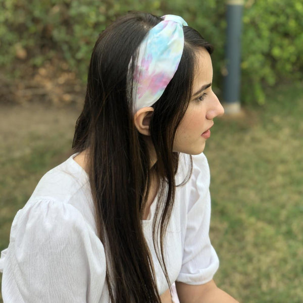Tie-Dye Knotted Headband-Blue