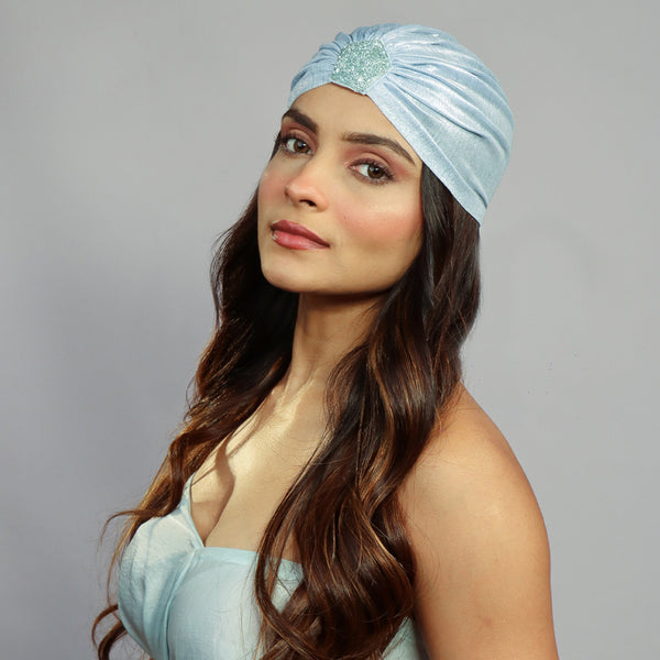 Metallic Turban - Cadet Grey