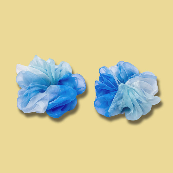 Blue Organza Scrunchies-Set Of 2