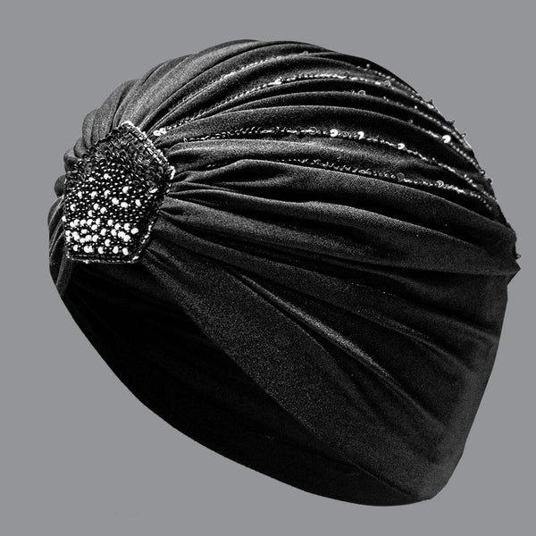 Embellished Turban with Sequins - Black