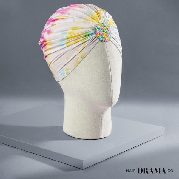 Hand Tie-Dye Turban - Yellow