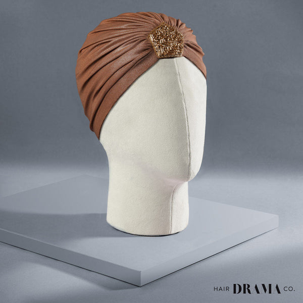 Shimmer & Glitter Turban - Brown