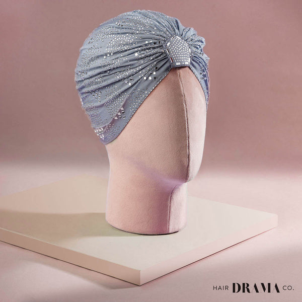 Blue Turban - Silver Crystals