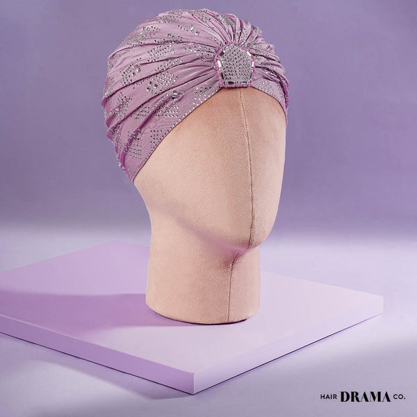 Lilac Turban - Silver Crystals