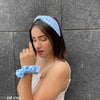 Houndstooth Headband & Scrunchie Set - Blue