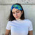 Tie-Dye Cross-Knot Stretch Headband & Scrunchie Set - Green & Blue
