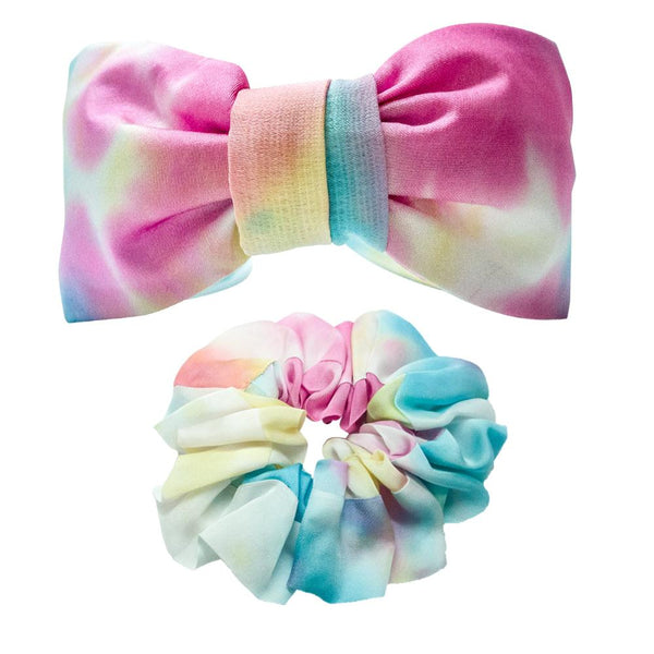 Tie-Dye Knotted & Scrunchie Set- Blue