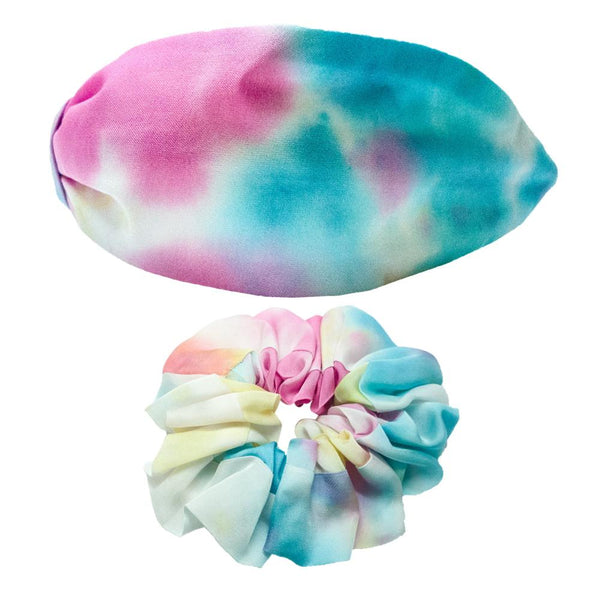 Tie-Dye Knotted & Scrunchie Set- Blue