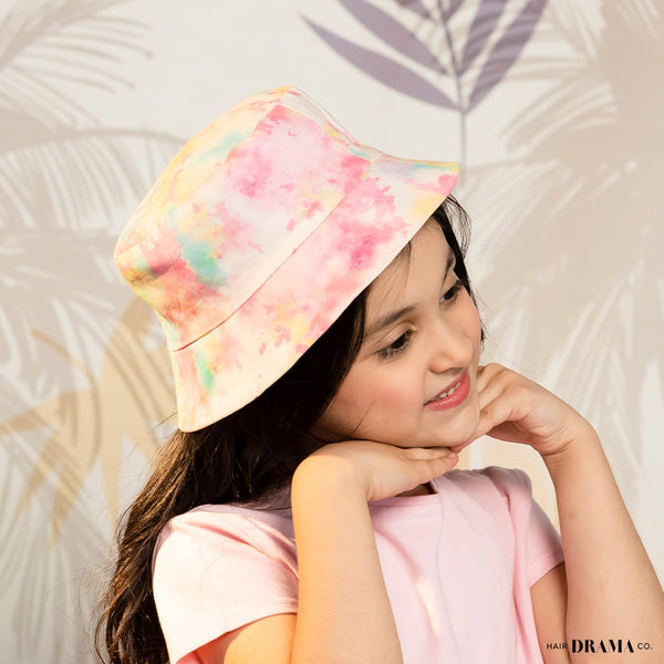 Kids Tie-Dye Bucket Hat - Pink & Blue