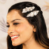 Shell & Pearl Embellished Hair Pins - Set of 2 - Silver