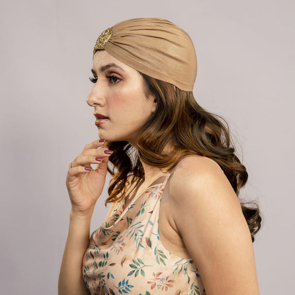 Shimmer & Glitter Turban - Brown