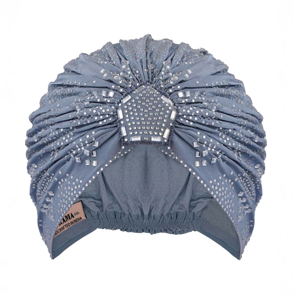 Blue Turban - Silver Crystals