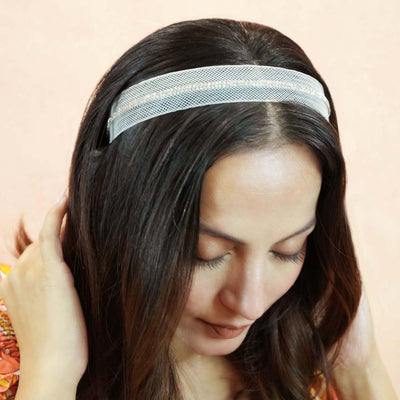 Crystal Mesh Hair Band - Pastel Yellow