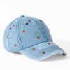 Cherry Embroidered Denim Baseball Cap